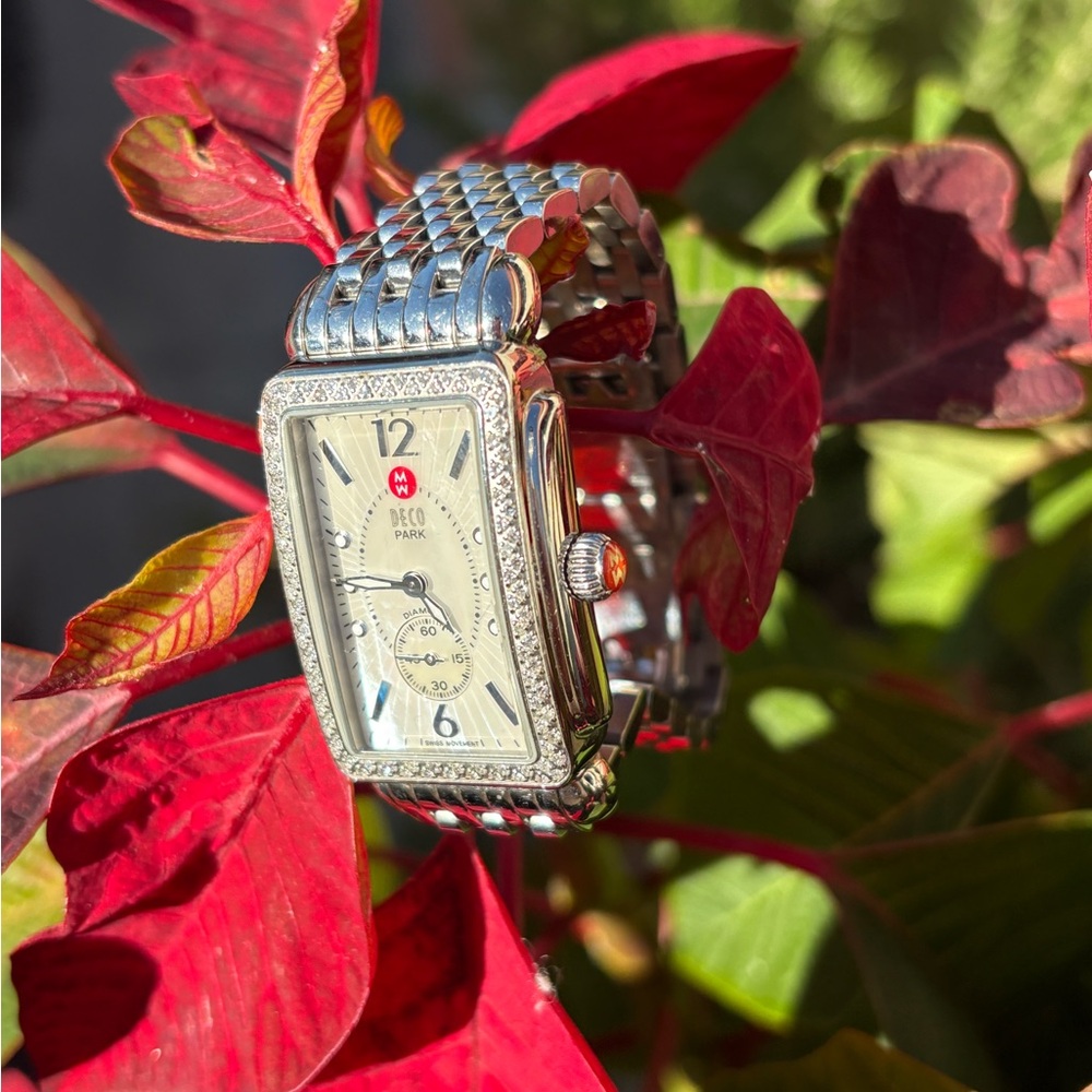 Michele Silver Diamond Watch